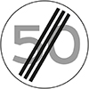 Wit verkeersbord met 50 en 3 verticale strepen