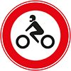 wit rond verkeersbord met rode rand en een motorrijder