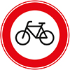 wit rond verkeersbord met rode rand en een fiets