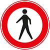 wit rond verkeersbord met rode rand en een voetganger