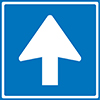 blauw vierkant bord met een witte pijl