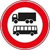rond wit verkeersbord rode rand vrachtwagen en bus