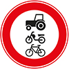 wit bord rode rand met tractor bromfiets en fiets