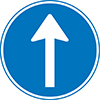 blauw verkeersbord witte pijl naar boven