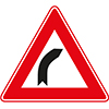 driehoekig verkeersbord rode rand met bocht naar rechts