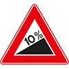 driehoekig verkeersbord rode rand driehoek en 10%